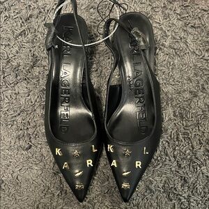 🖤🥰Karl Lagerfeld Black Heels with Gold Accents